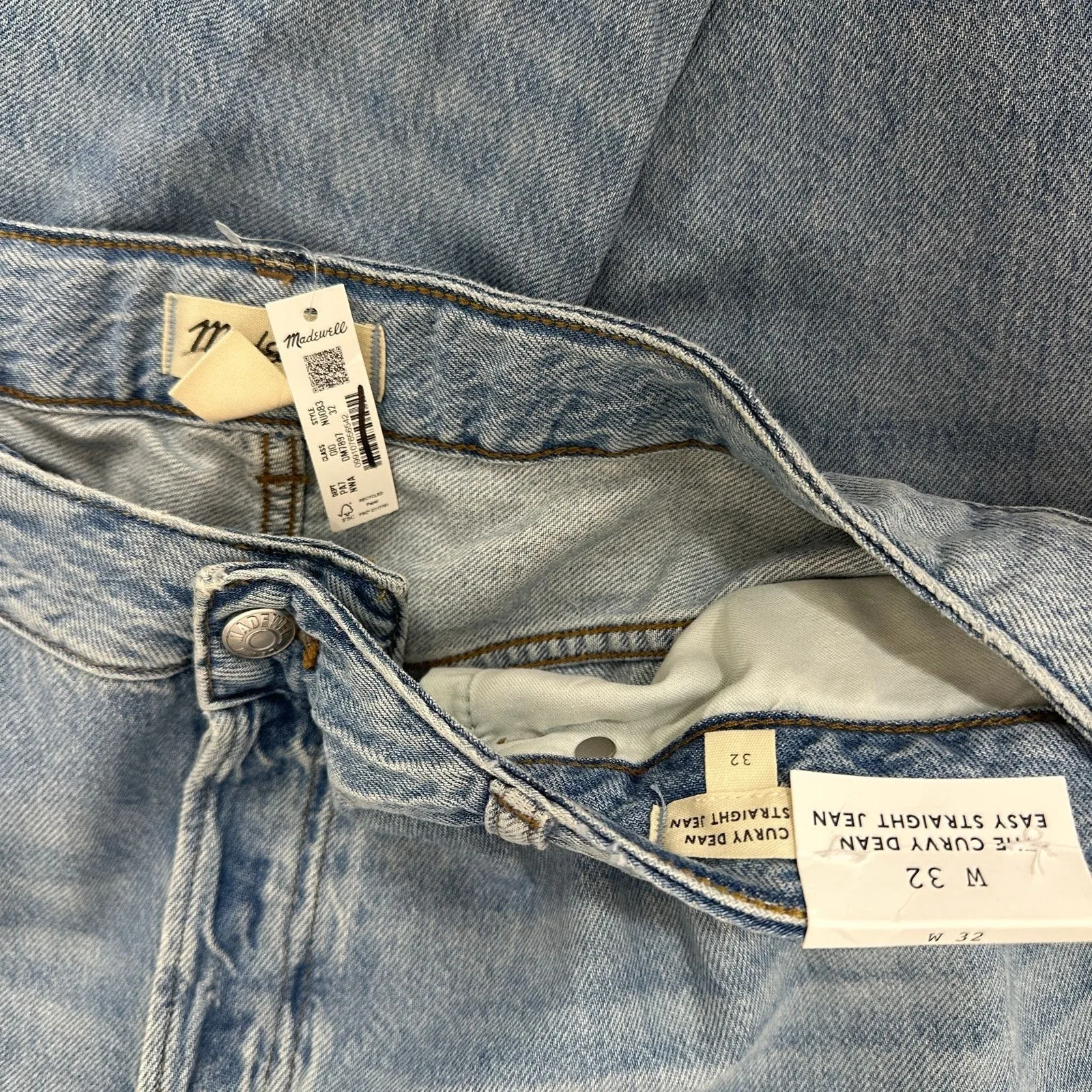 Madewell The Curvy Dean Easy Straight Jean Northridge Wash Airy Denim US 32 NWT - Image 8