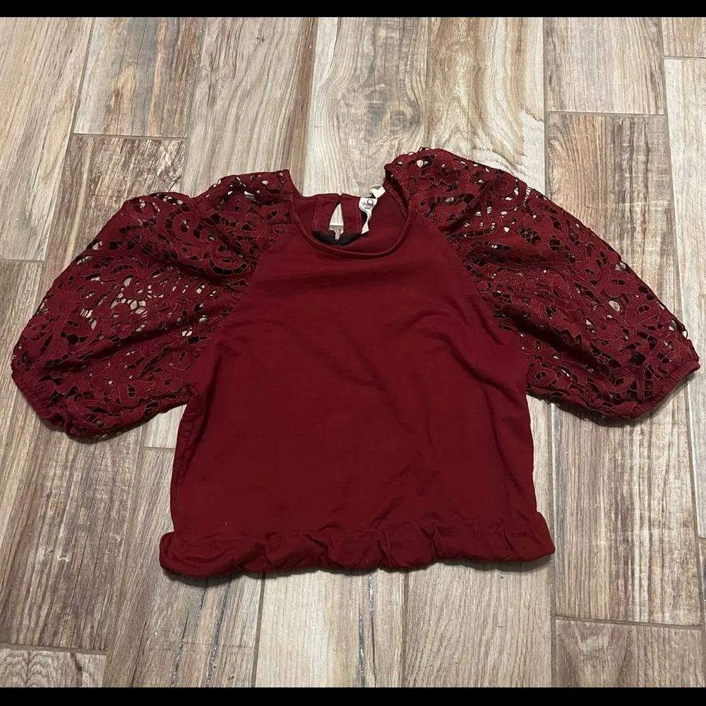 Anthropologie Dolan Left Coast Lace Sleeve Top - Image 2