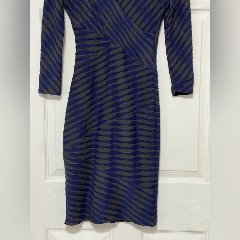 Anthropologie Tracy Reese Plenty Directional Dress Midi Bodycon Blue-Charcoal M - Image 6