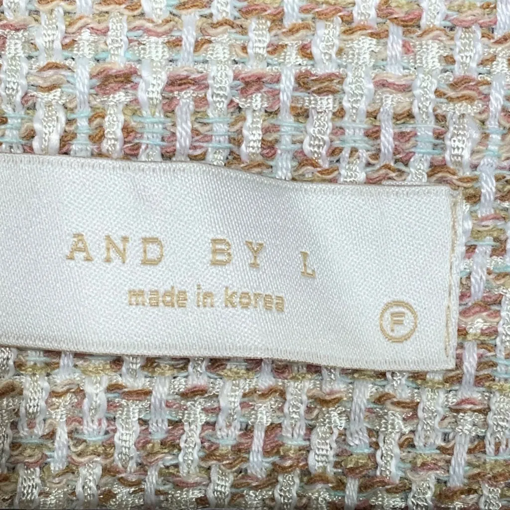 AND BY L Tweed Tie Front Jacket Blazer Beige Multicolor Made in Korea Women’s Si Size M - Image 2