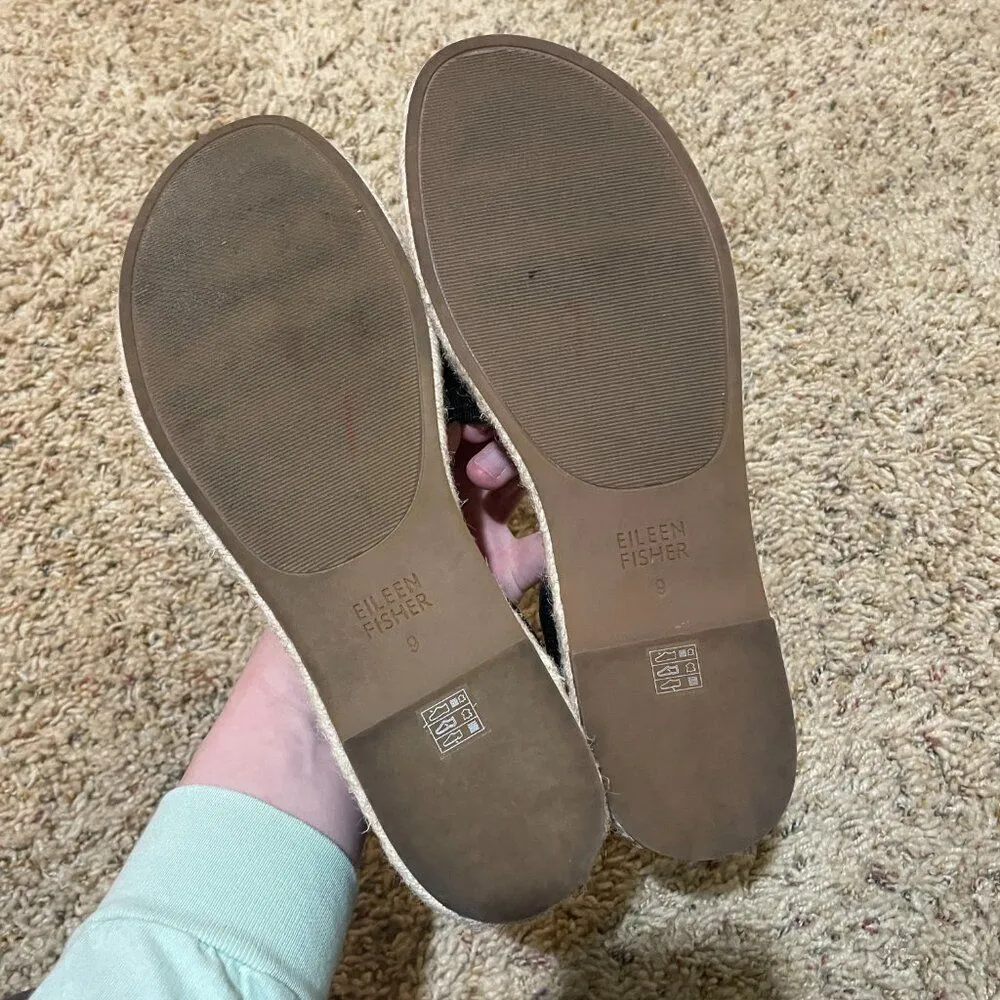 Eileen Fisher Size 9 Mews Slip On Espadrille Sandal Black Knit Open Toe - Image 9