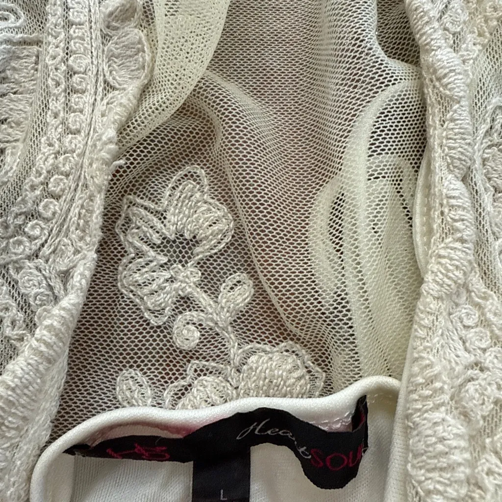 Women's Heart & Soul Beige Lace Mini Dress Large - Image 9