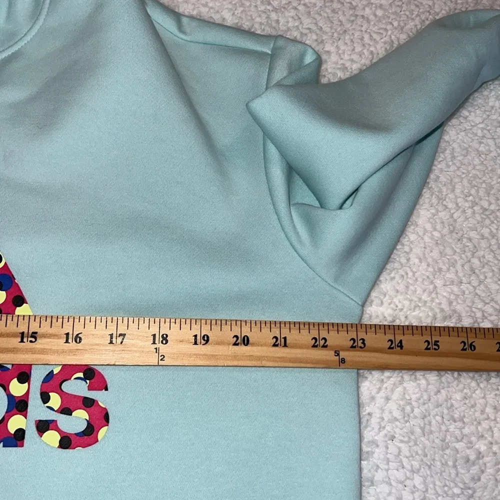 Adidas size 1X halo mint graphic fleece hoodie drawstring hood kangaroo pocket - Image 6
