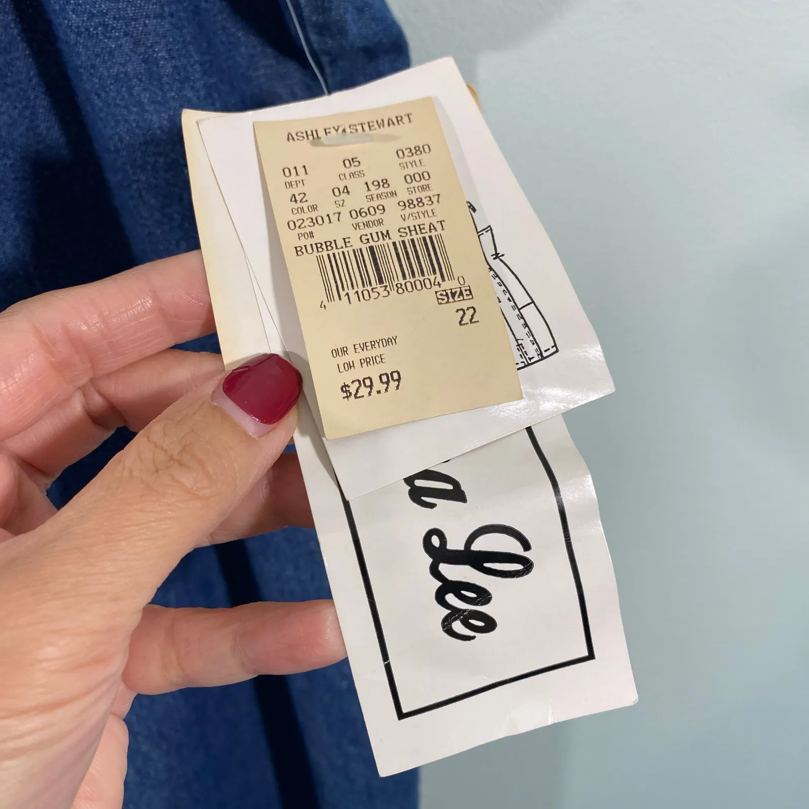 Vintage Alexandra Lee Women Blue Denim Spaghetti Strap Mini Dress Size 22 NWT - Image 4