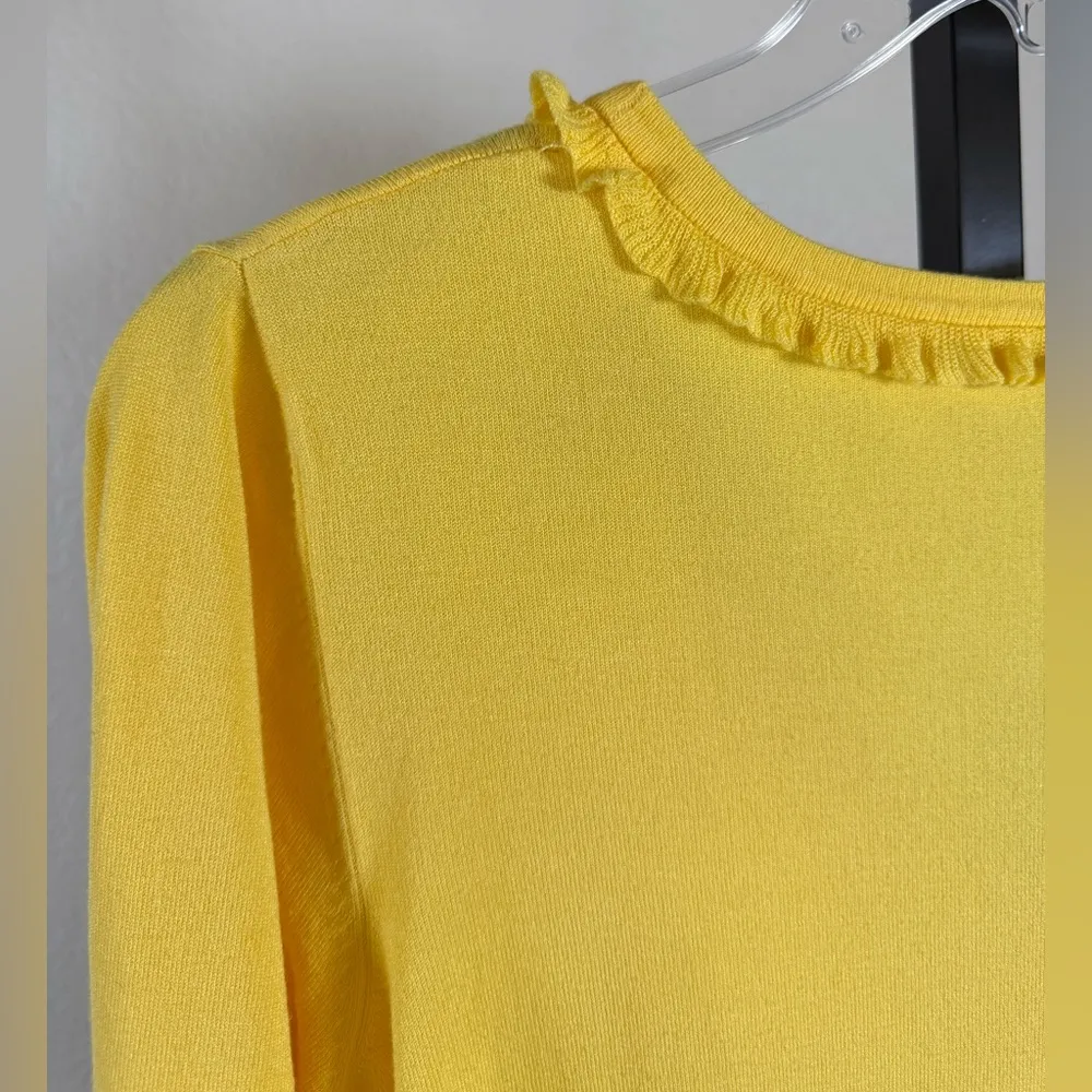 Cardigan Ruffle Yellow Lightweight Button 2X Pastel Office Siren Career Corpcore - Image 6