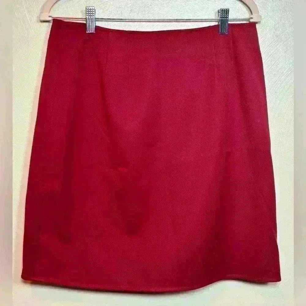 Talbots Womens Wrap Skirt Stretch Holiday Red Short Pocket Size 8 - Image 4