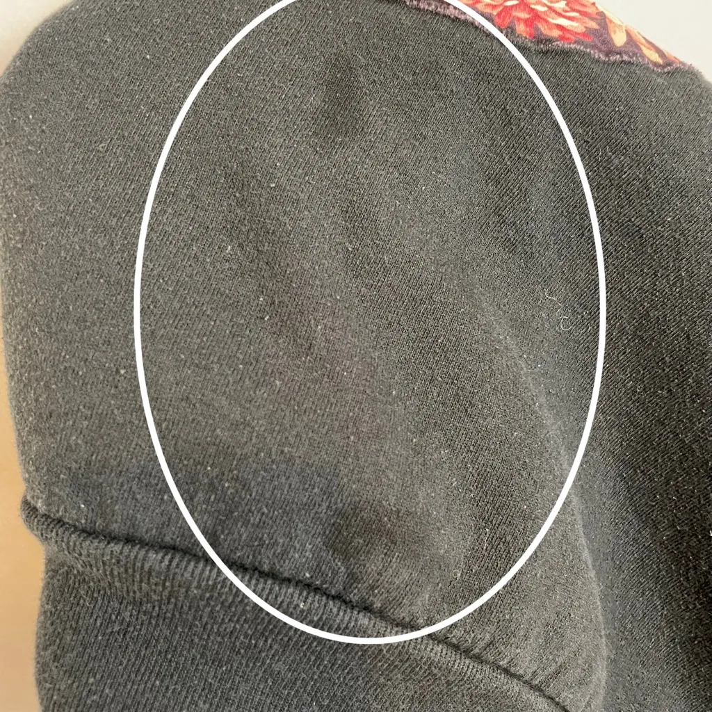 Vintage Sweatshirt Floral Applique DIY Size‎ Large Women Unisex Twee 90s Jerzees Black - Image 12