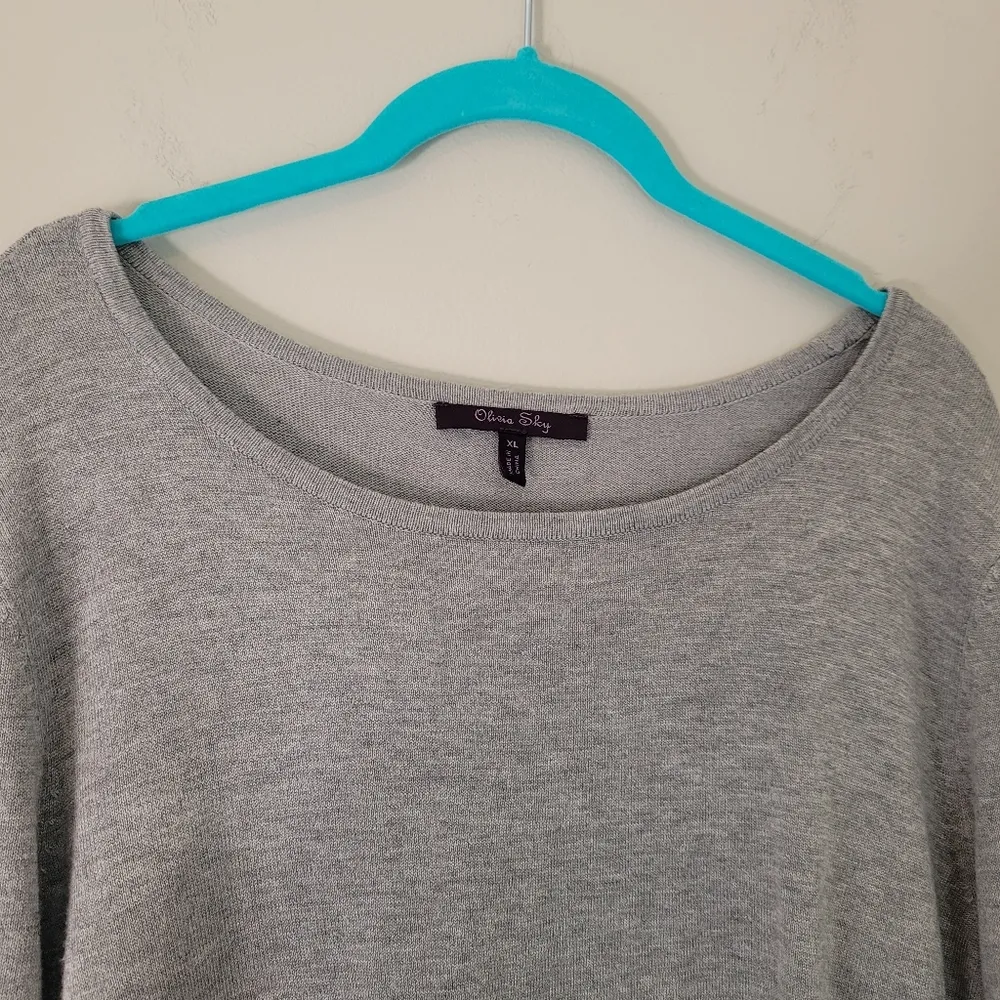 Olivia Sky Gray Mixed Media Sweater - Image 2