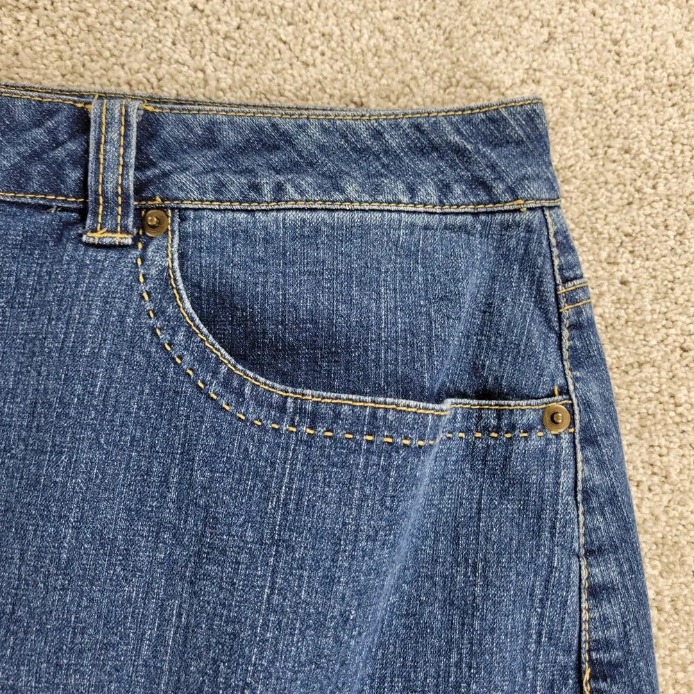 Vintage Mwah Womens Denim Skirt 18W Blue Straight Pencil Faux Back Slit Midi - Image 5