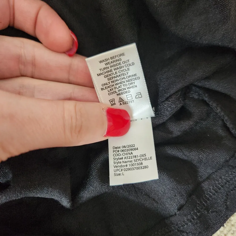 LOGO by Lori Goldstein Aqua Black Lace Detail Long Sleeve Top Womens Large NWT - Image 10