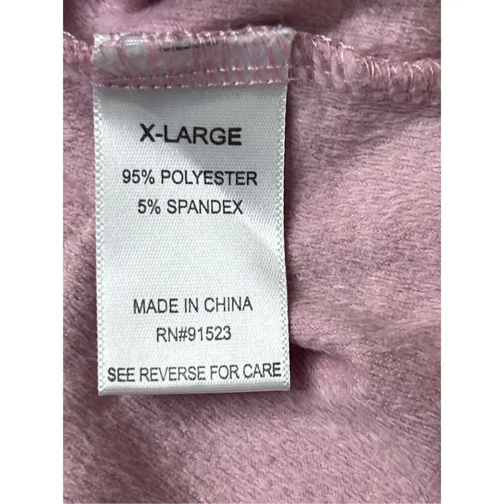 Jacklyn Intimates Pink Hearts Button Up Velour Shirt Top Sleepwear sz‎ XL Pink - Image 8