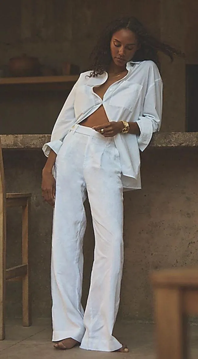 NWT White Harlow Wideleg Linen Pants 8 - Image 4