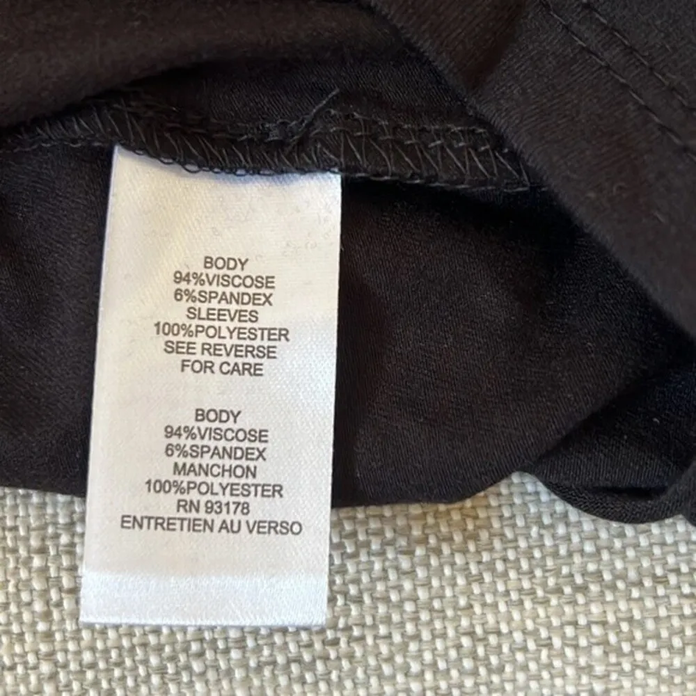 TAHARI Black Polka Dot Sleeve Scoop Neck Jersey Top Size XL - Image 9