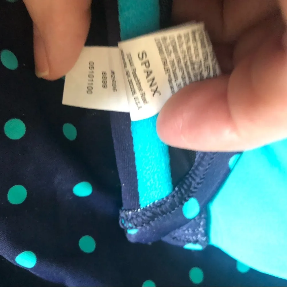 Retro Polka Dot Bikini 12 Navy Teal Flirty Balconette Top Skirt Bottom - Image 9