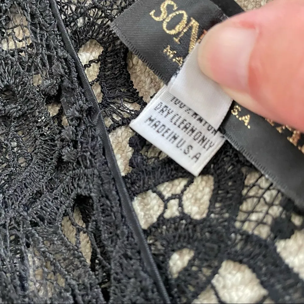 Vintage Sonya Ratay Saks Fifth Avenue Long Black Dress Lace Slip 8 M - Image 10