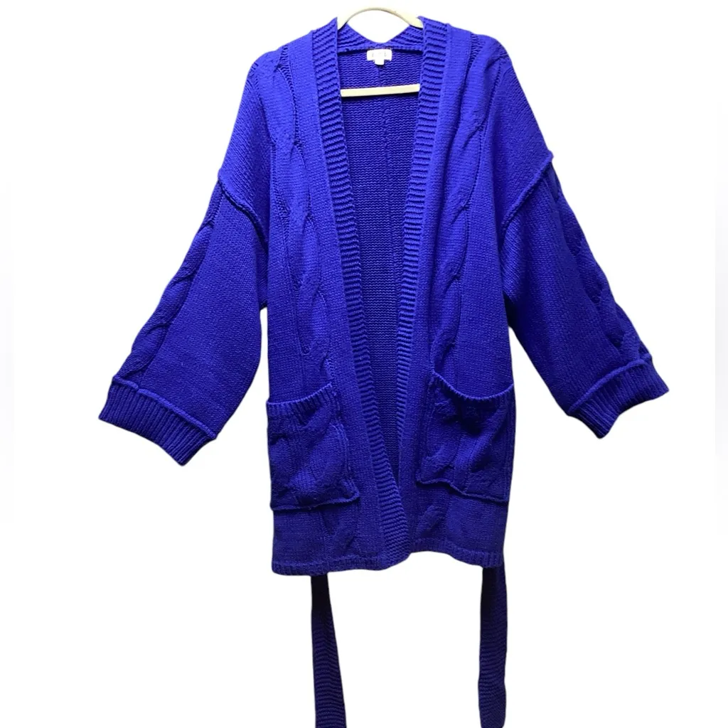 POL  chunky cable knit sweater. Long open front, belted cardigan. Size M/… - Image 4