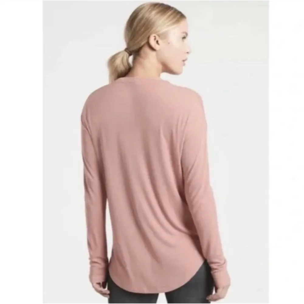 Athleta Cloudlight Stratus Rib Long Sleeve Top Women's M Pink Mauve Modal - Image 2