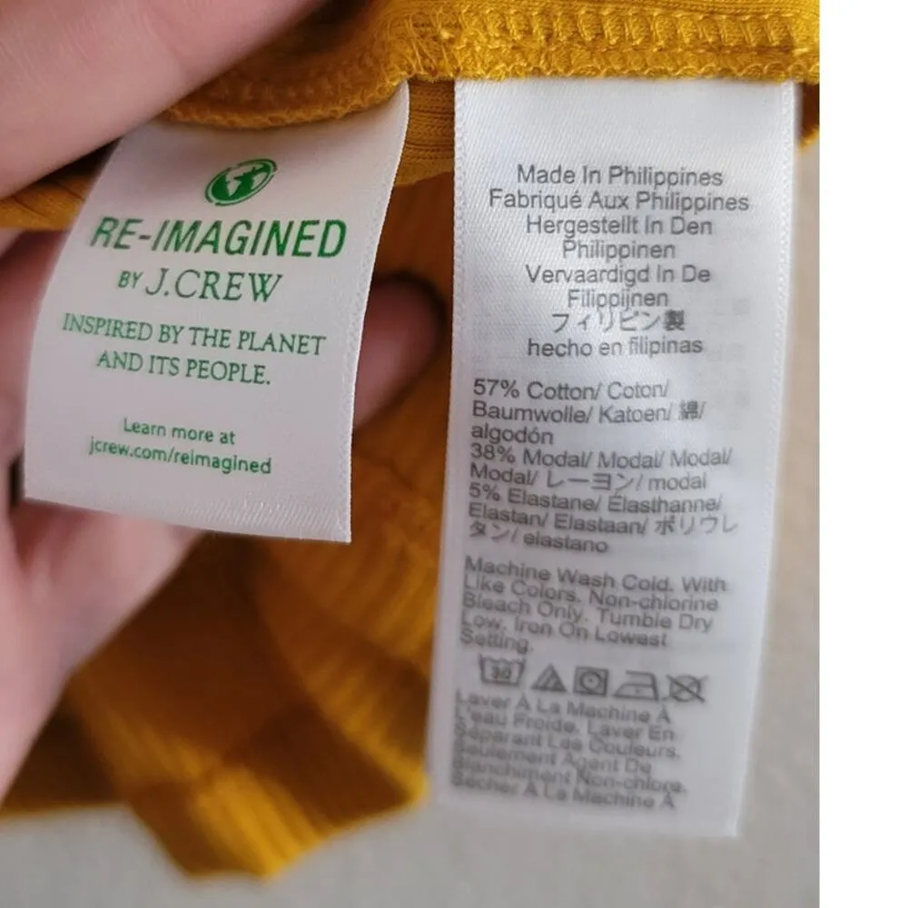 J Crew Vintage Rib Cropped Halter Tank Bronzed Ochre / Yellow Small NEW - Image 7