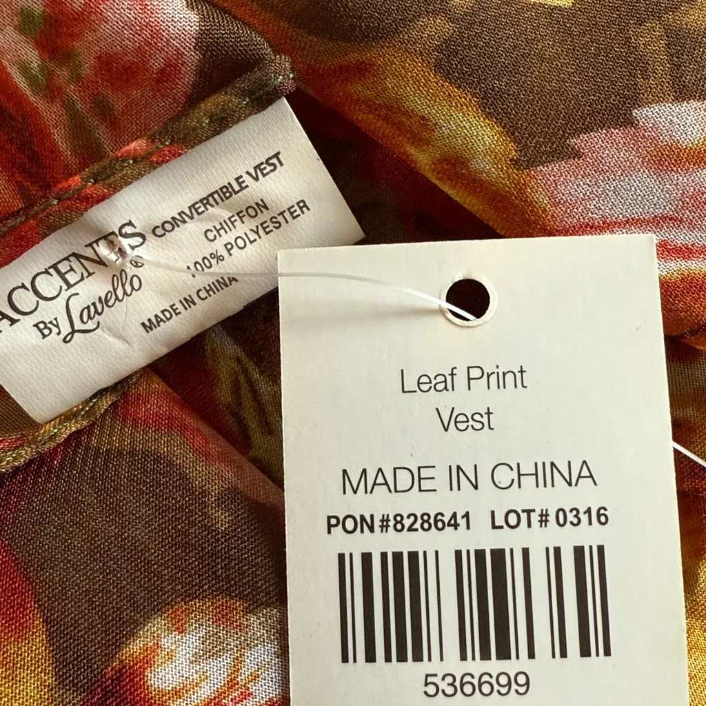 Accent by Lavello NWT Leaf Print Convertible Vest One size Brown Size undefined - Image 4