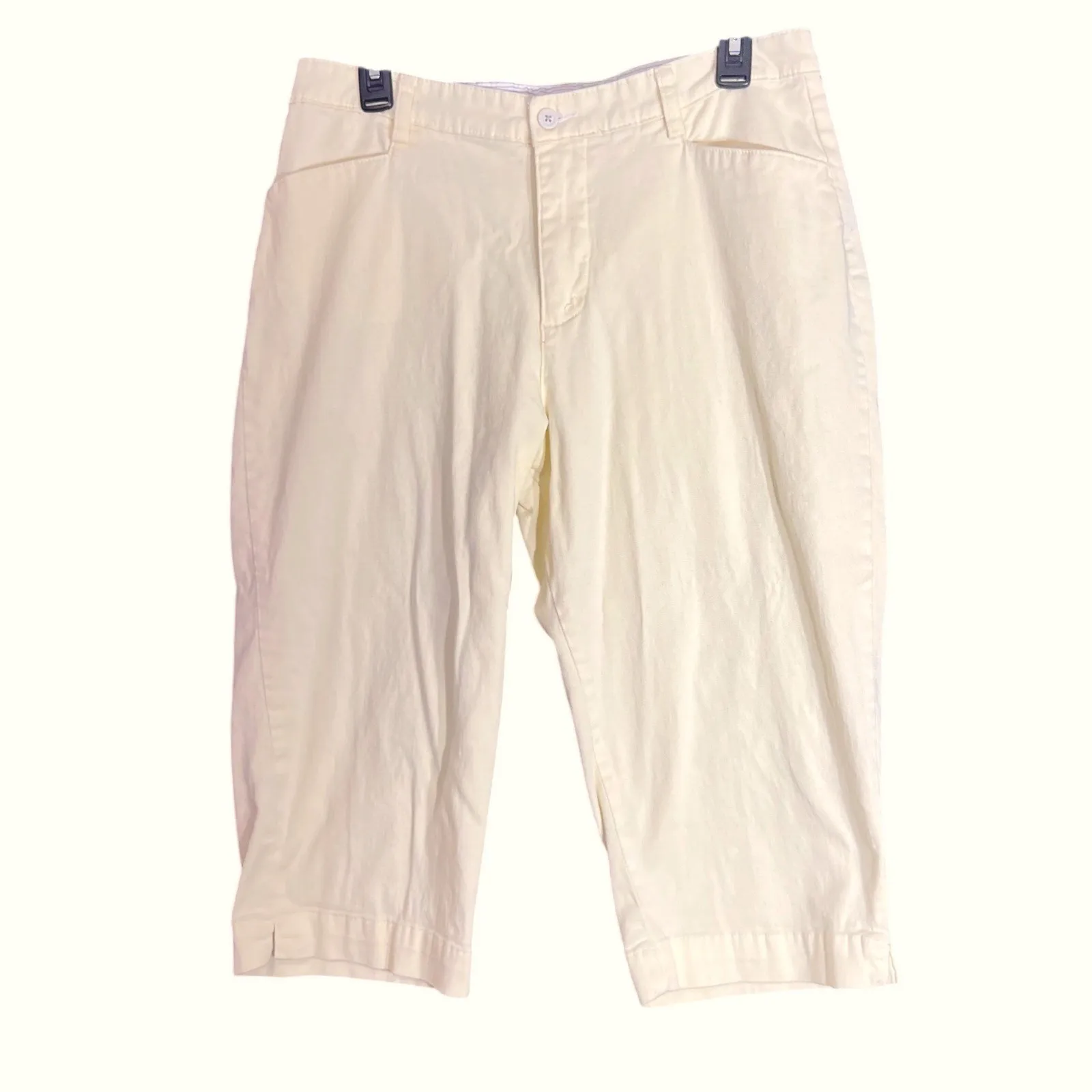 Lee Capri Pants Womens 14 Petites Yellow Comfy Stretch Casual Fall Spring - Image 2