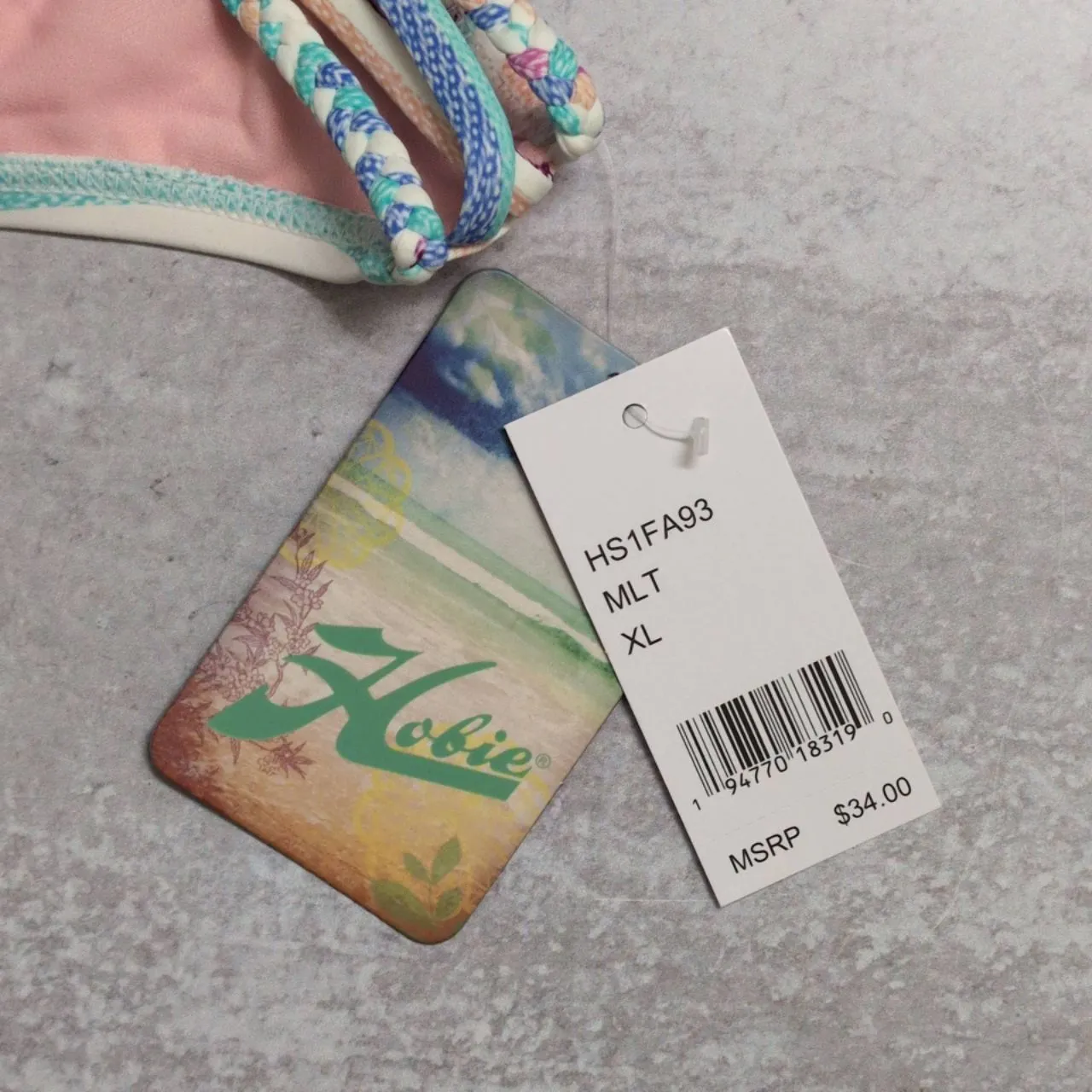 NWT Hobie Multi-Color Striped Braided Sides Hipster Swimwear Bikini Bottom XL - Image 11