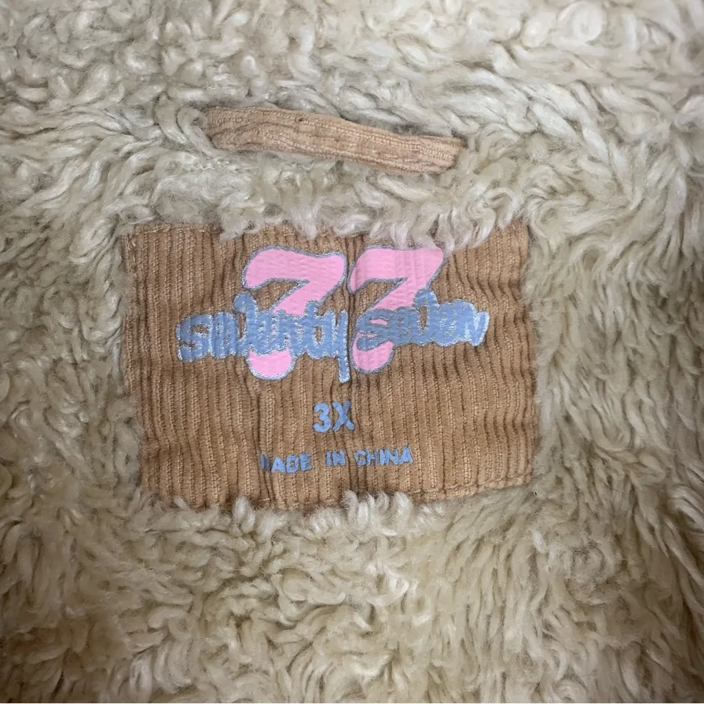 vintage seventy 7 women's 3x corduroy jacket tan faux fur y2k brown penny - Image 3