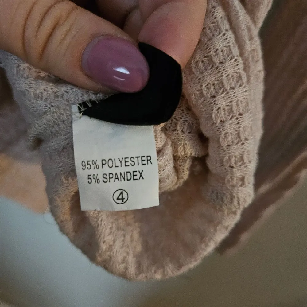 Shein Thermal Top Long Sleeve V-Neck Button front Casual Neutral Cream - Image 9