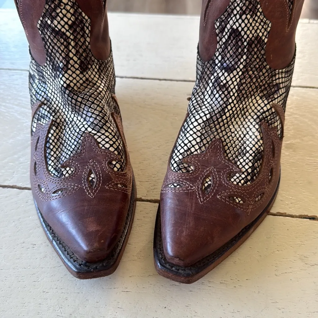 Boulet Women's Western Snakeskin & Leather Cowboy Boots, 8 Brown - Image 3