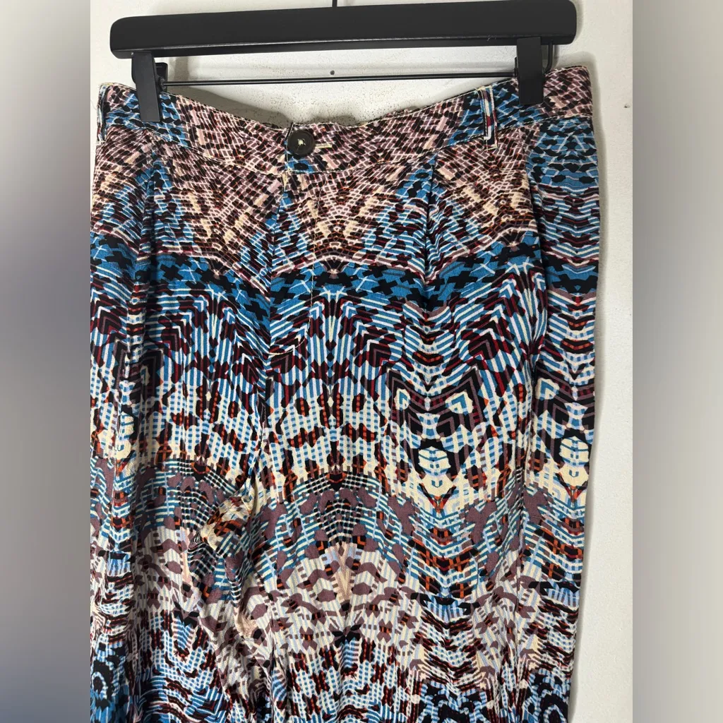Anthropologie Elevenses Printed Boho Cuff Cropped Jogger Pants Size‎ 6 - Image 2