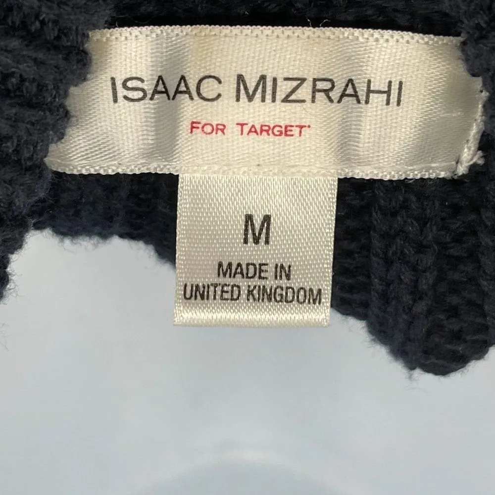 2/$30 Isaac Mizrahi Double Breasted Ribbed Collared Sweater Top Navy Blue - Image 6