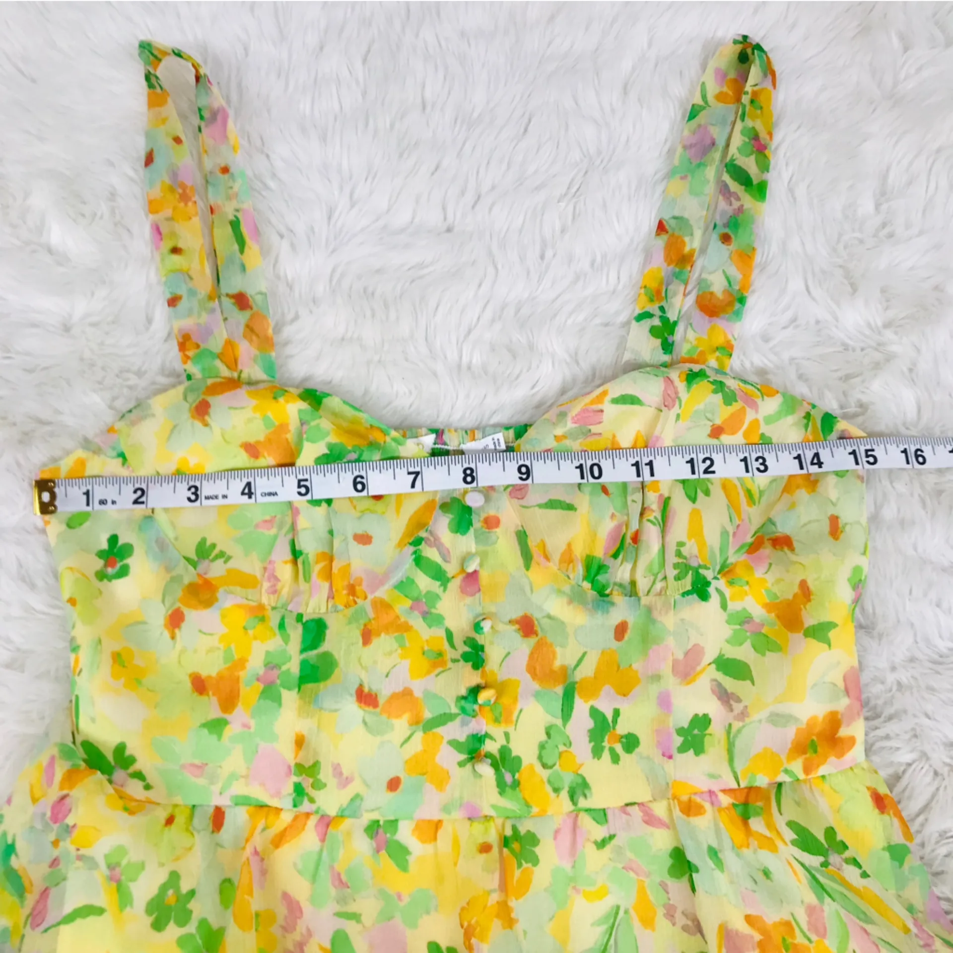 ASTR the Label Midsummer Floral Tiered Maxi Dress Yellow Green Chiffon Small New - Image 14