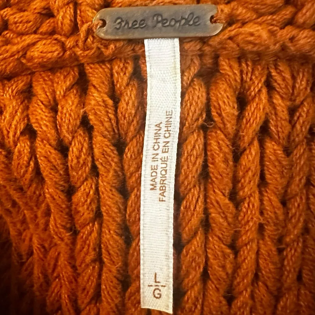 Free People My Only Sunshine Chunky Knit Turtleneck Sweater Tuscan Earth Large - Image 12