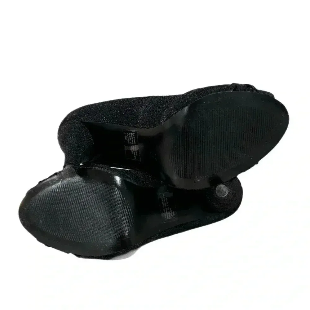 Style & Co Kathryn Glitter Pumps Leather Outsole Black Heels Peep Toe Sz 7.5 - Image 7