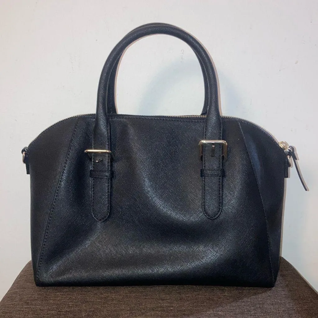 Large Black Leather Kate Spade Cove Street Pippa Satchel Bag Purse - Image 3