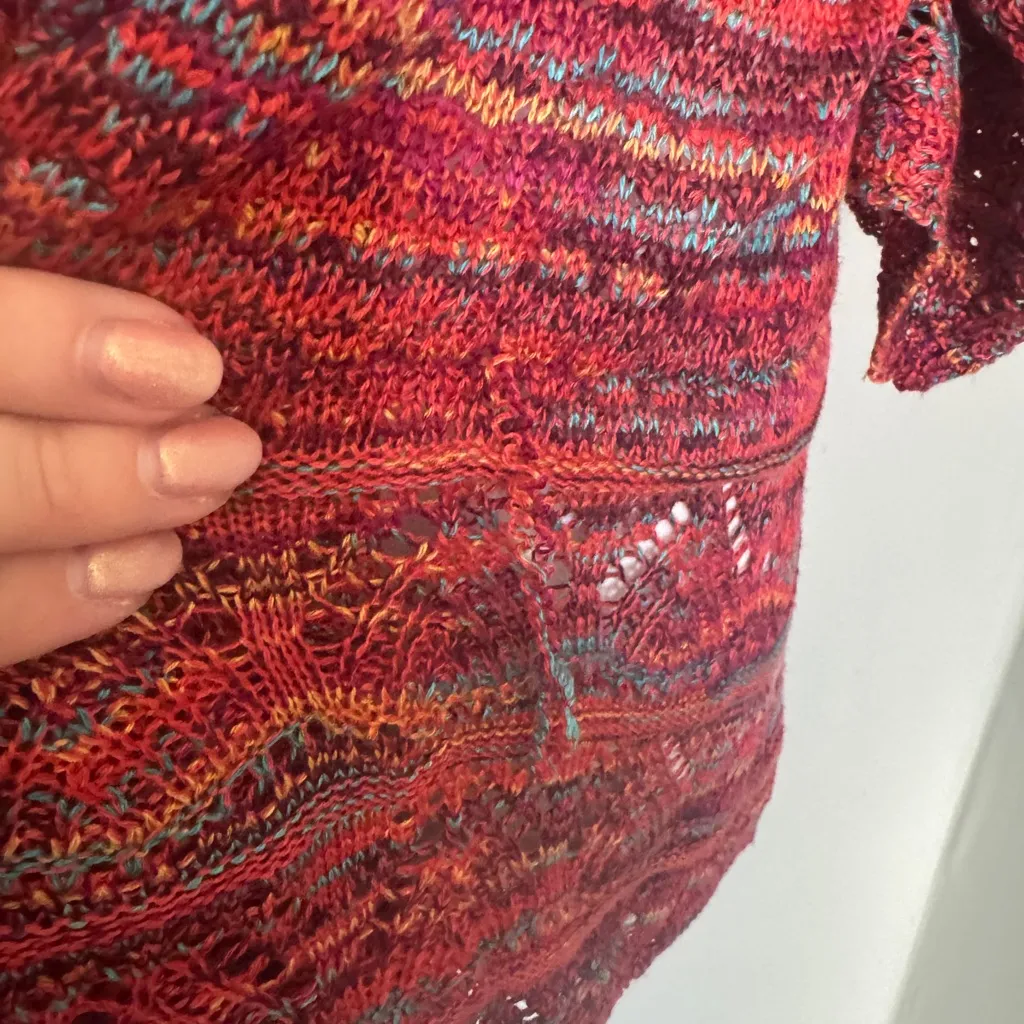 Faded Glory Colorful Crochet Cold Shoulder Top - Image 7