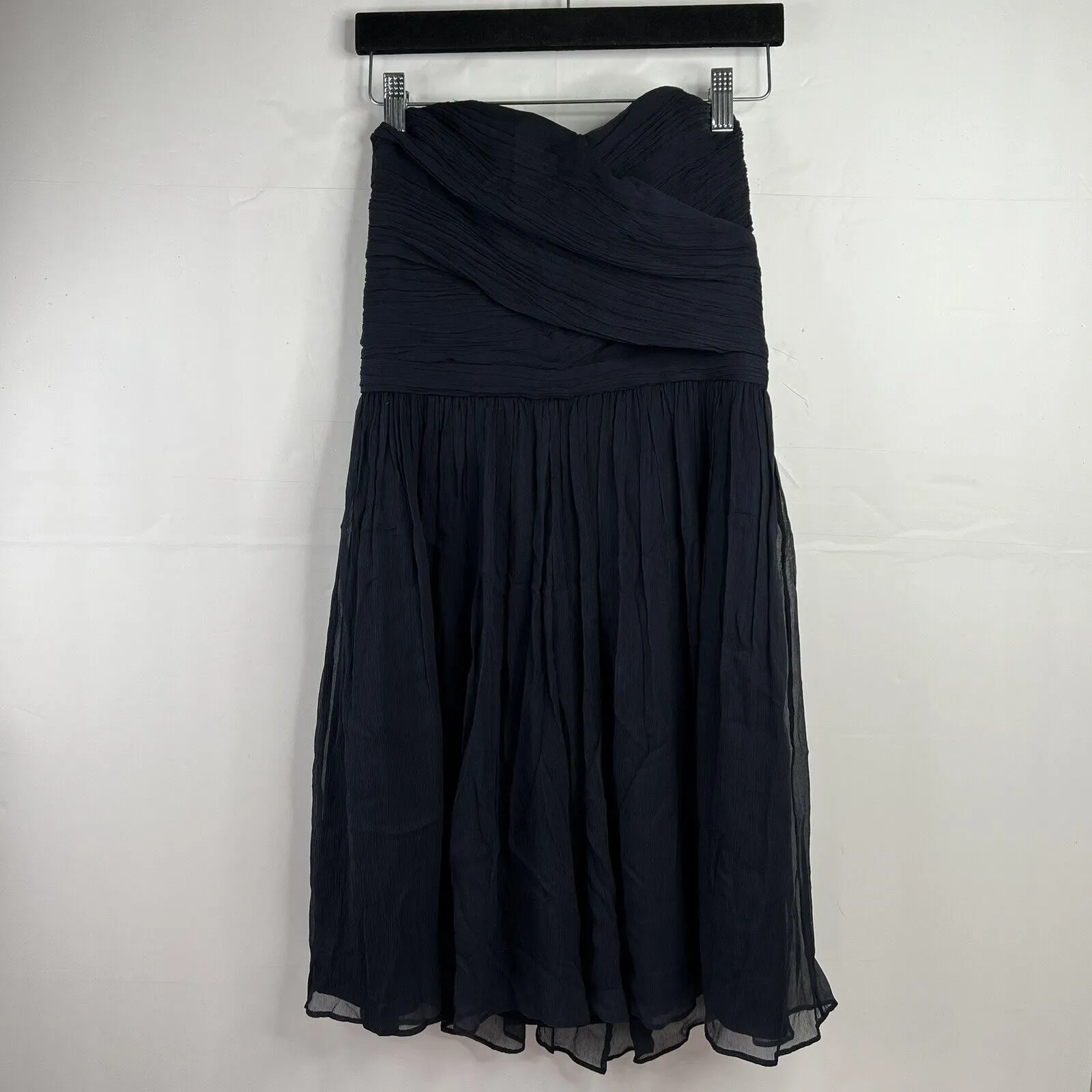 J. Crew Arabelle Size 8 Dress Navy Silk Chiffon Formal Bridesmaid Strapless Blue - Image 3