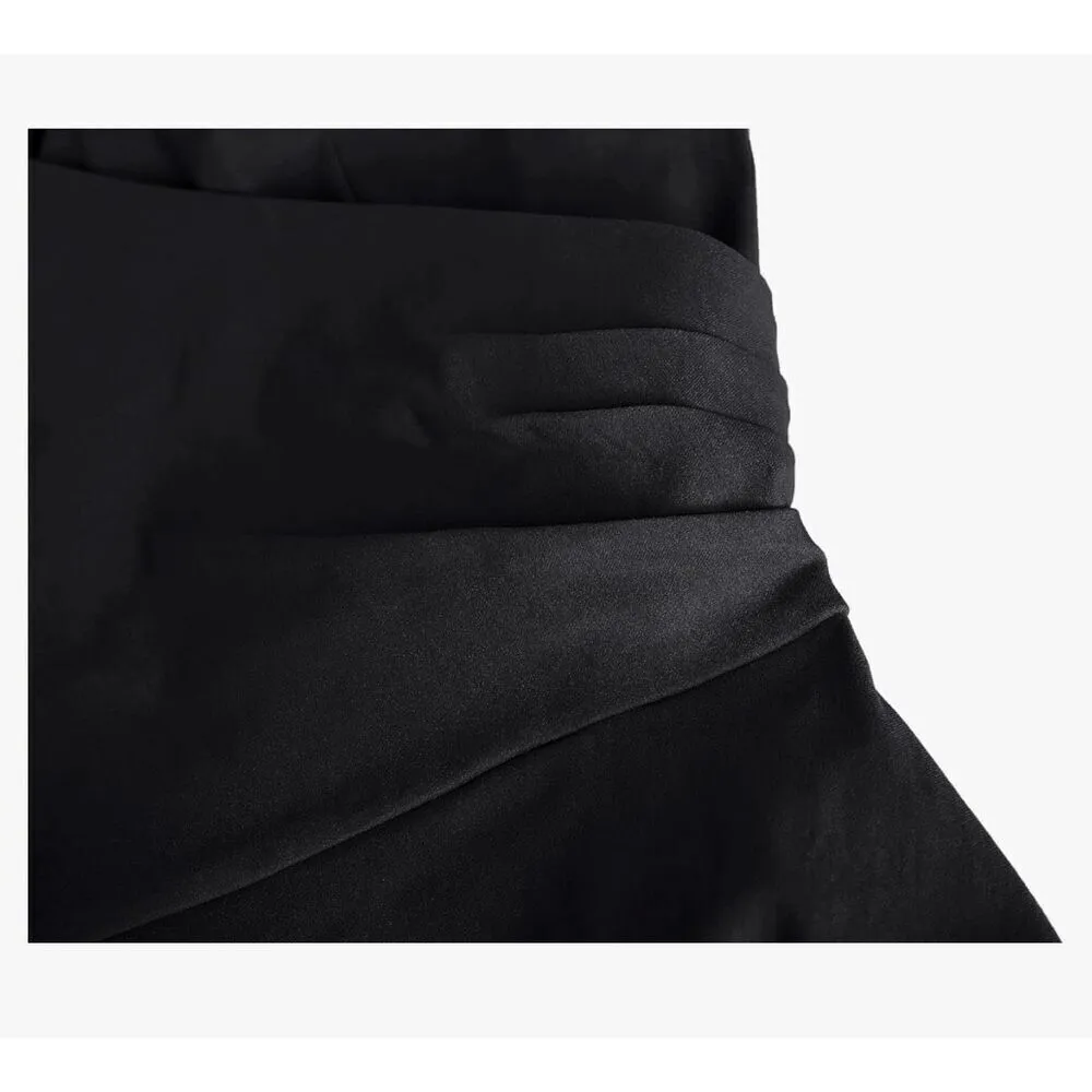 NEW Vintage 1950s Style Wrap Formal Cocktail Dress L NO BELT Black Size L - Image 5