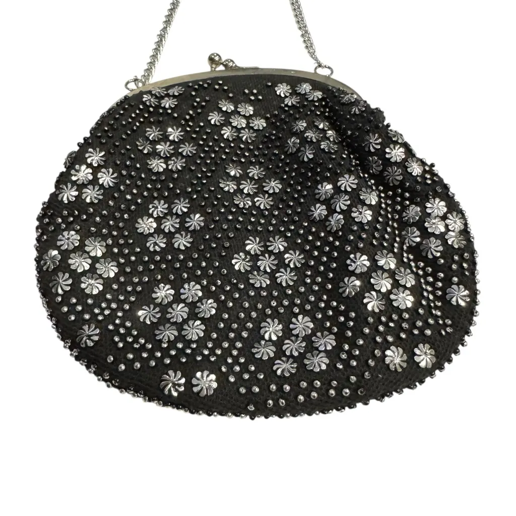 Vintage Janette Cilla Black Beaded Evening Purse Clutch w/ Chain – Hong Kong - Image 6