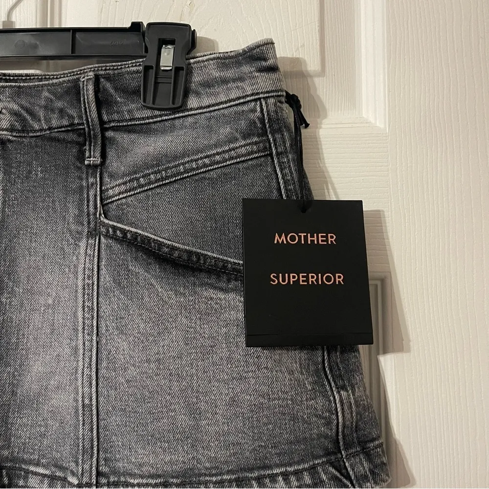 NWT Mother Superior The Breaker Mini Skirt In Shadow Dancing Size 31 Denim Skirt Gray - Image 10
