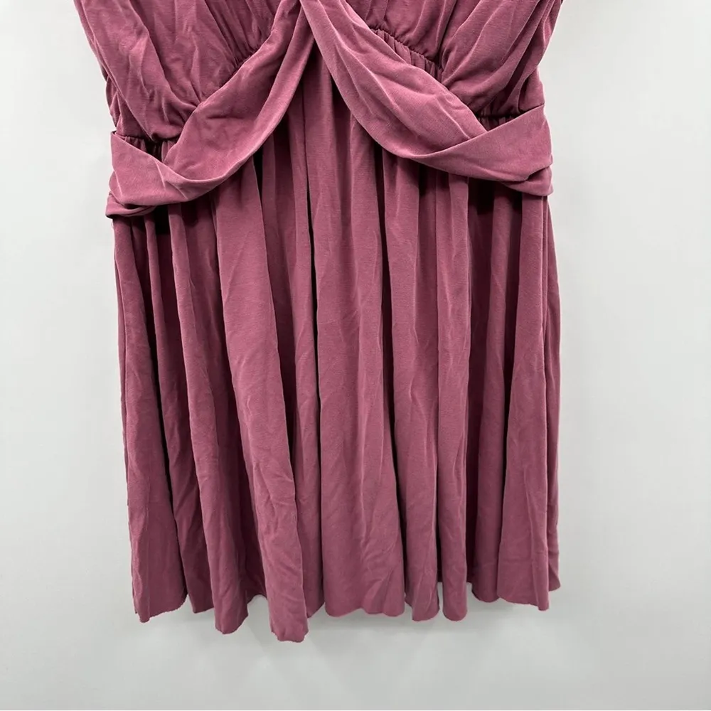 Free People Cupro Criss Cross Maeve Dusty Pink Short Sleeve Faux Wrap Mini Dress - Image 4