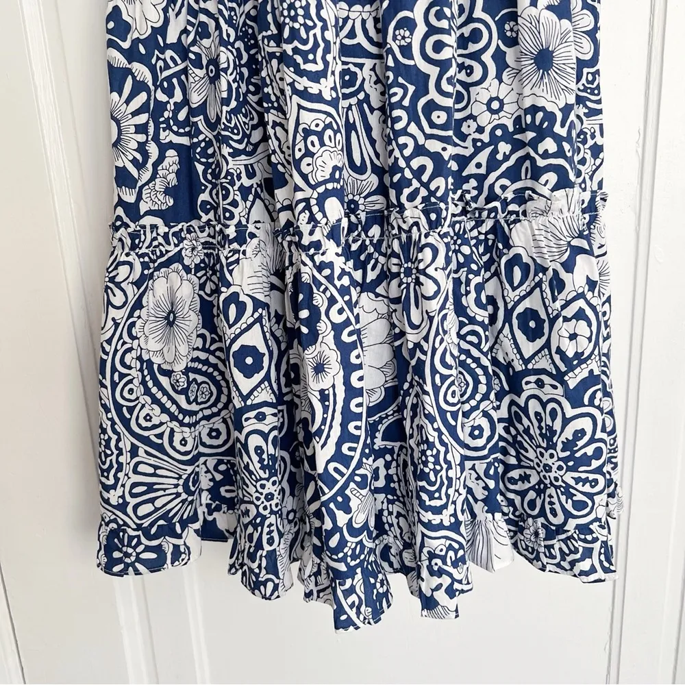 Hyacinth House • Tuckernuck Tiered Thea Mini Dress navy blue white cotton floral - Image 9