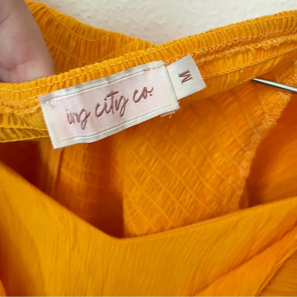 Ivy City Co Sonny Tiered Knee Length Dress Yellow Size Medium - Image 4