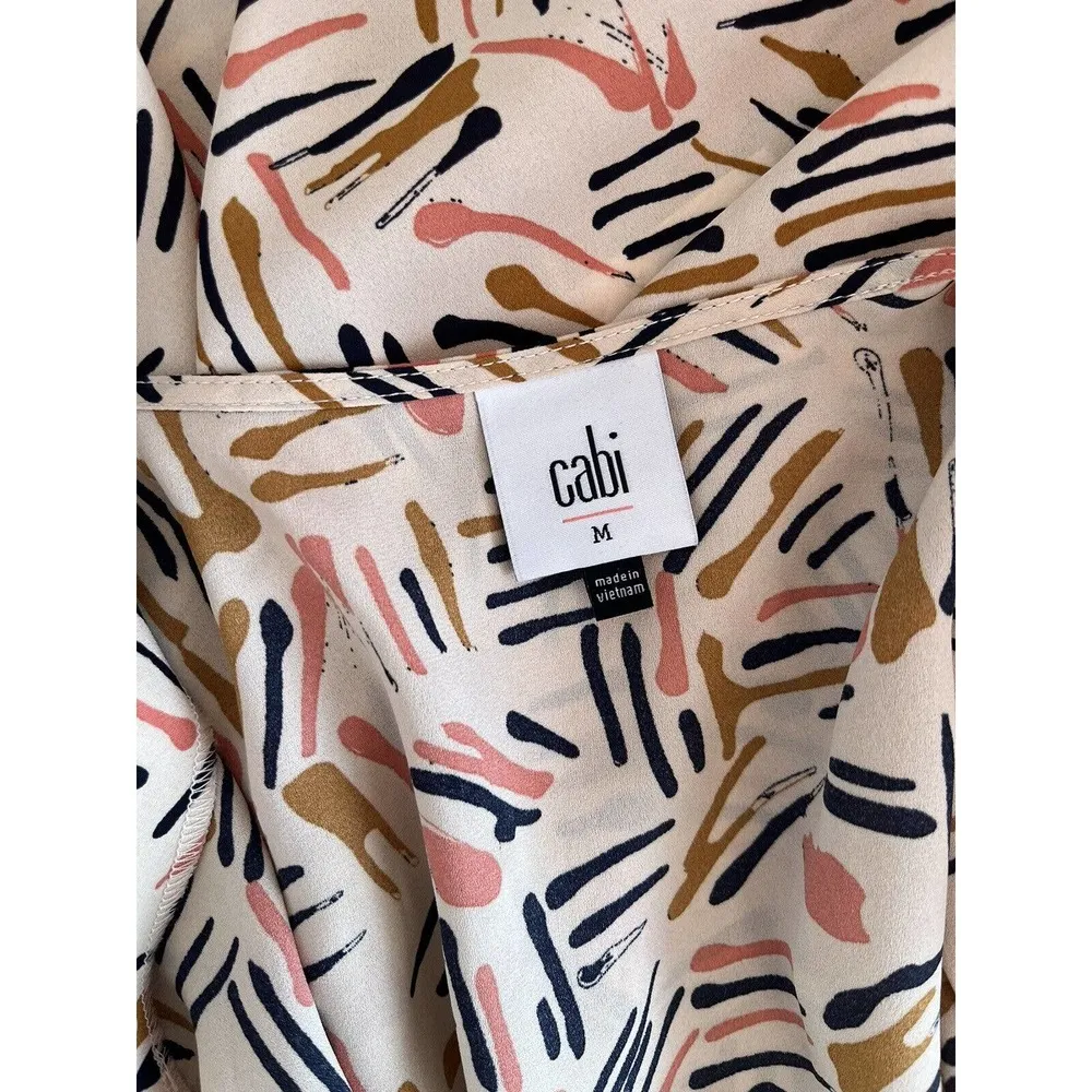 Cabi Marni Abstract Print Long Sleeve Popover Blouse Women’s Size Medium - Image 6