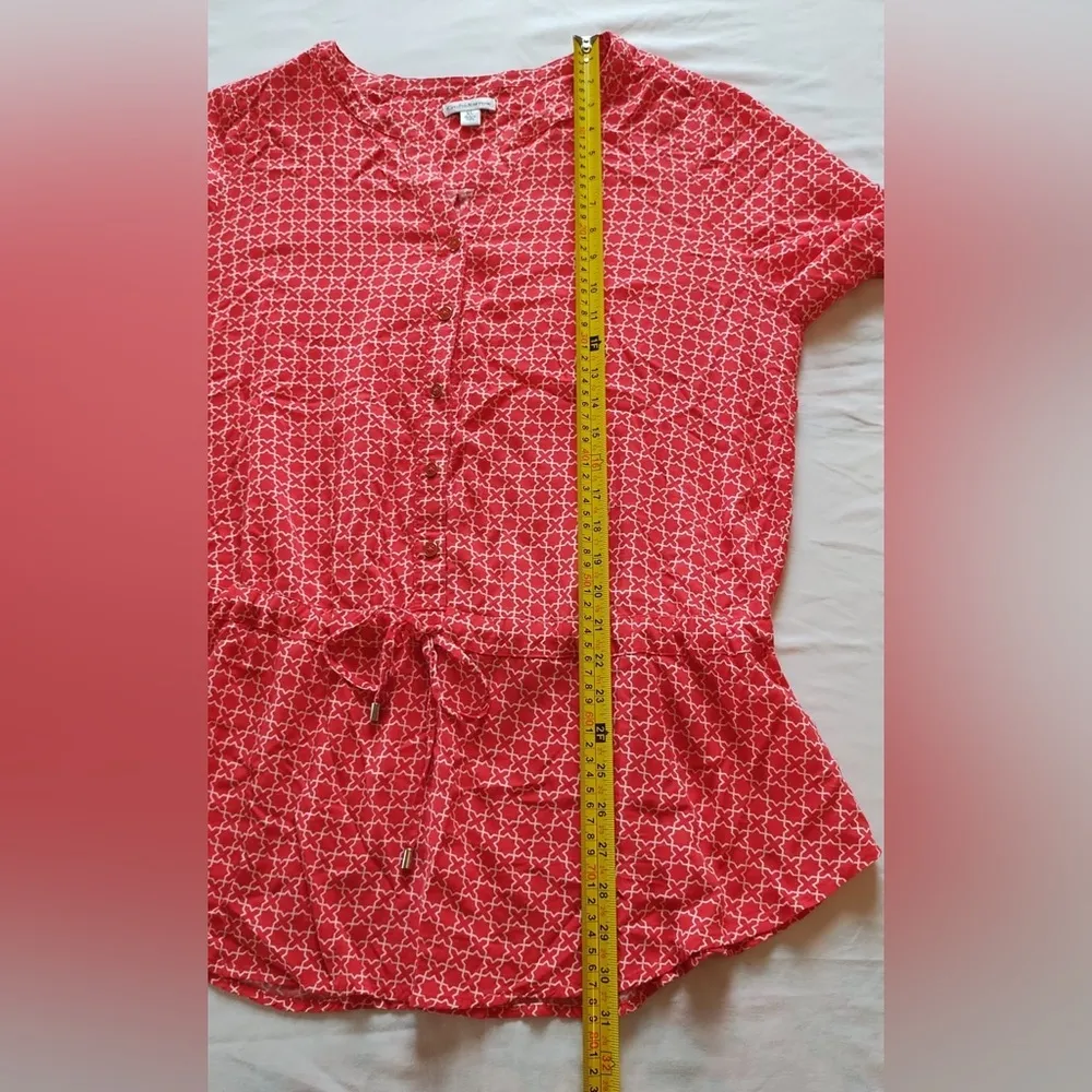 Croft & Barrow XL Orange V Neck Tunic 3/4 sleeves button down drawstring - Image 8