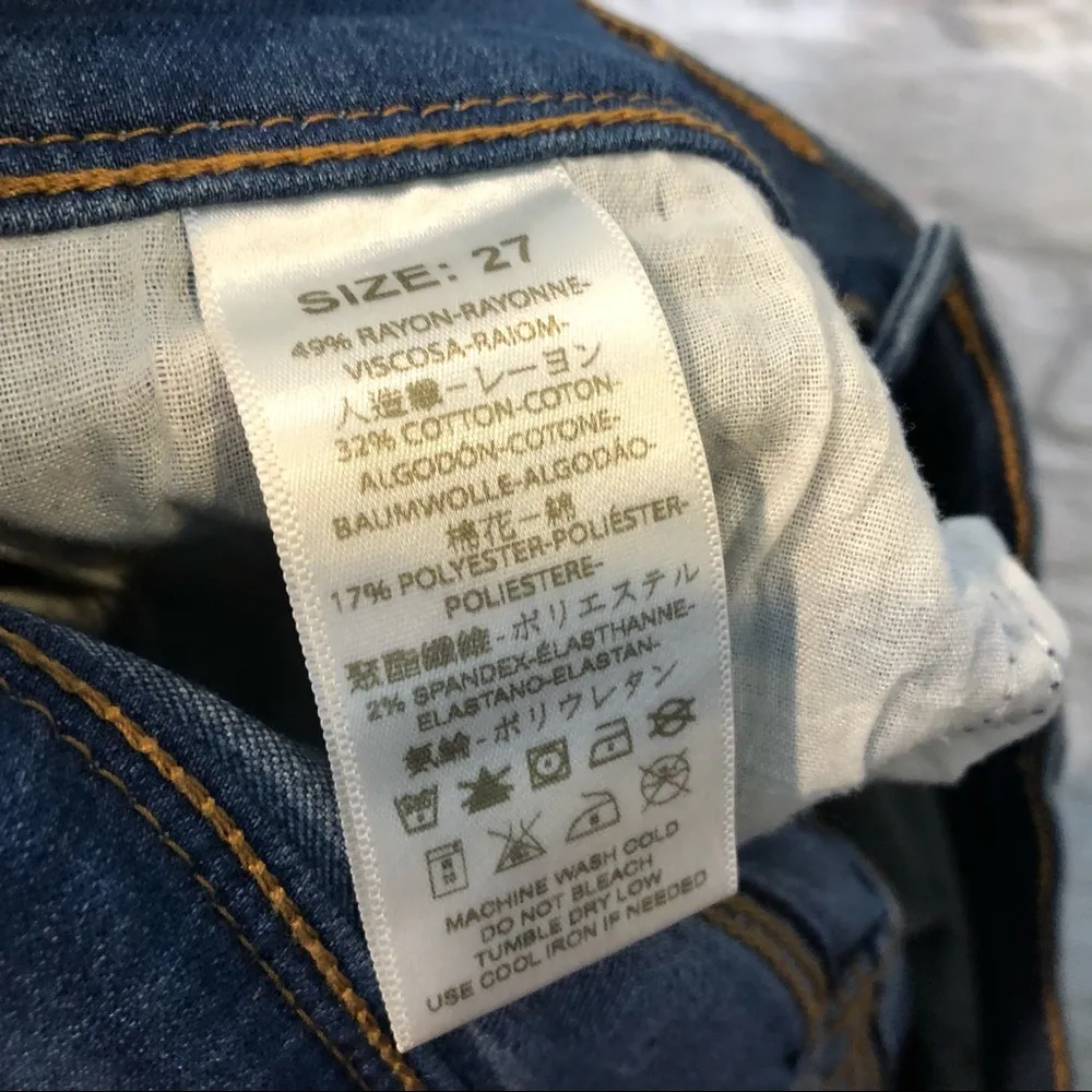 Free People Women's 27x26"  Medium Blue Wash Mid-Rise Classic Skinny Jeans - Image 7