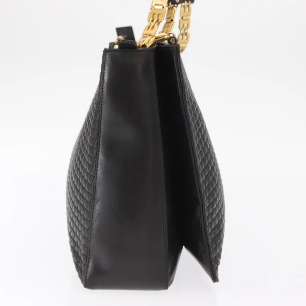 BALLY Shoulder Bag Leather Black Gold Authentic - Image 9