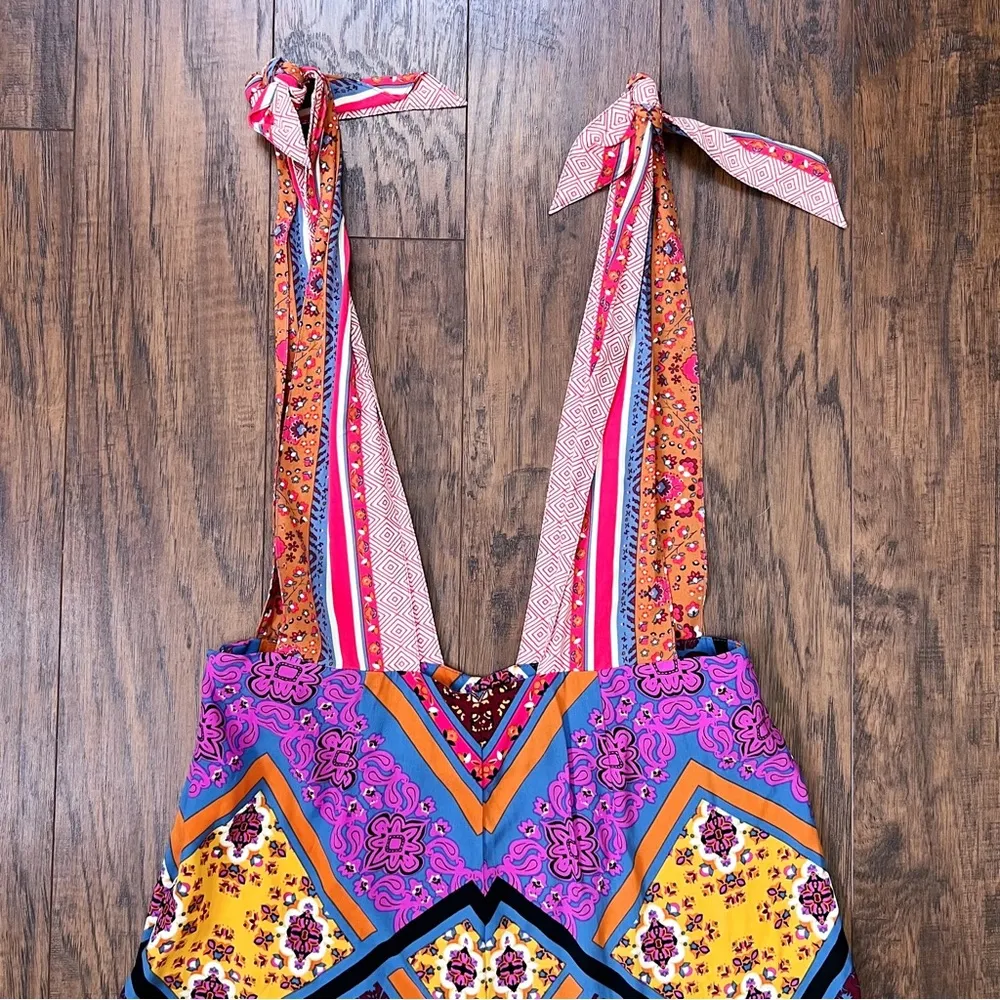 Free People • Maritzah One Piece jumpsuit culotte wide leg romper patchwork boho - Image 15