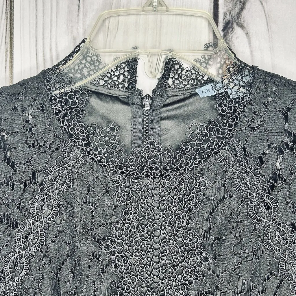 Antonio Melani Womens Jumpsuit Full Lace Round Neck Shortsleeve Black Sz 6 - Image 3