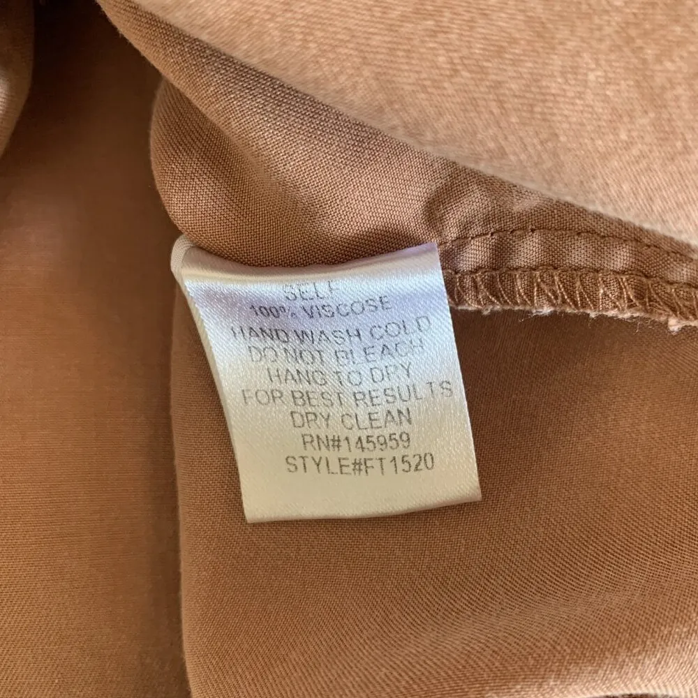 Dress Forum Rust Brown Oversized Button Down Long Sleeve Shirt Small - Image 5