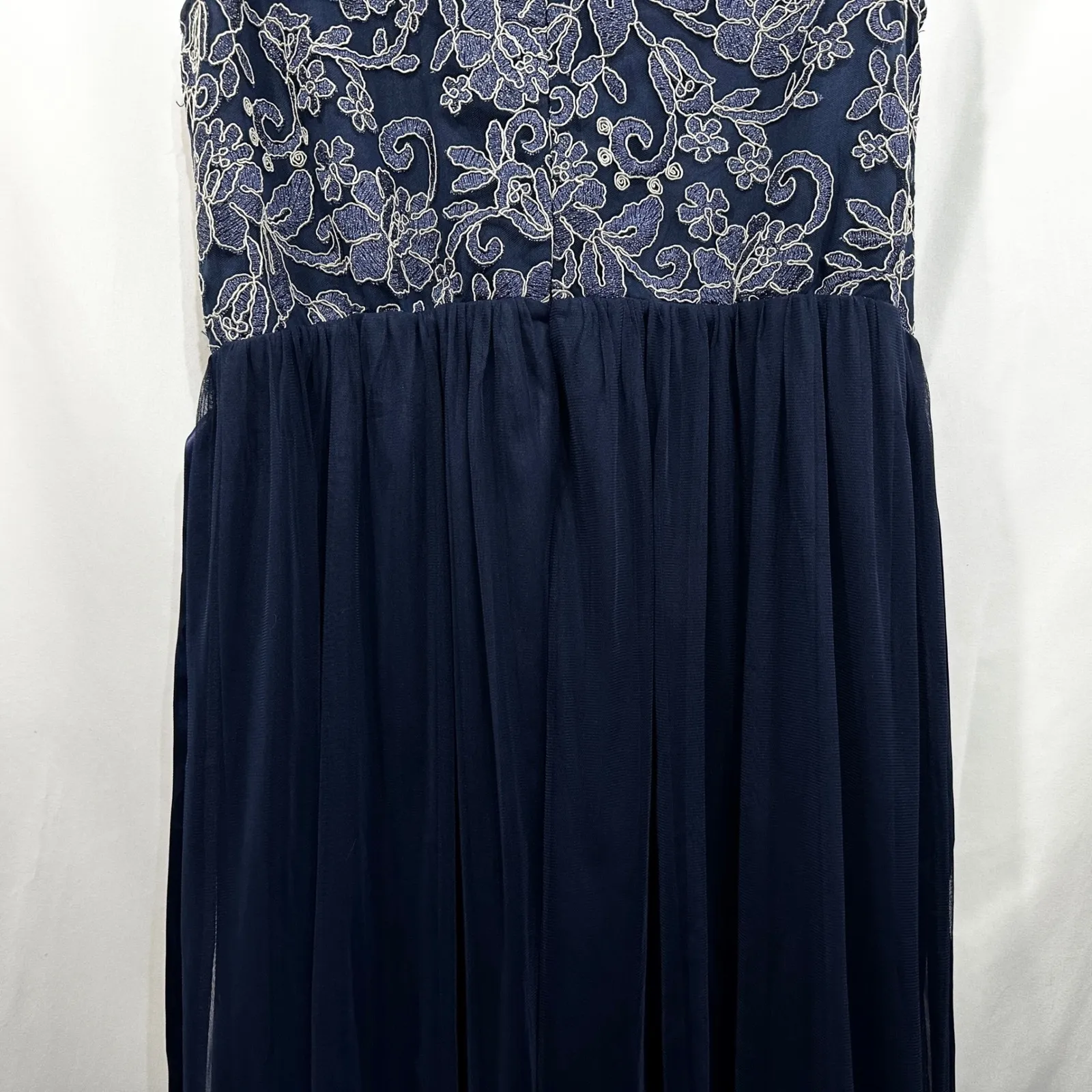 Candalite‎ Plus Size 2X Formal Dress Navy Blue Floral Lace Tulle Prom Party 1233 - Image 3